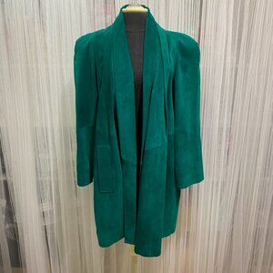 Vintage Tannery West Women's Medium Emerald Green Suede Coat